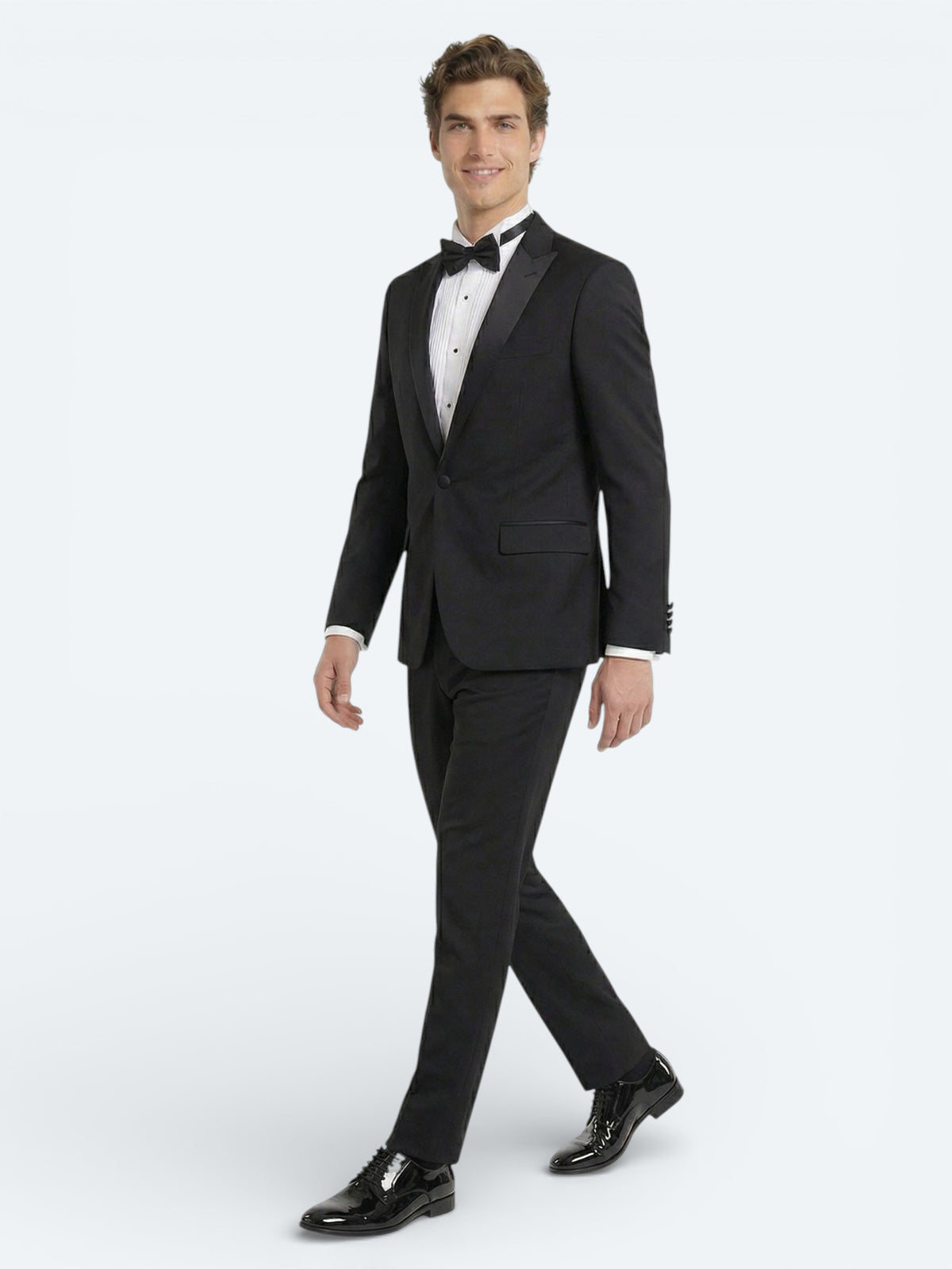 Siyah Slim Fit Kelebek Yaka Dokuma Smokin Takım Elbise
