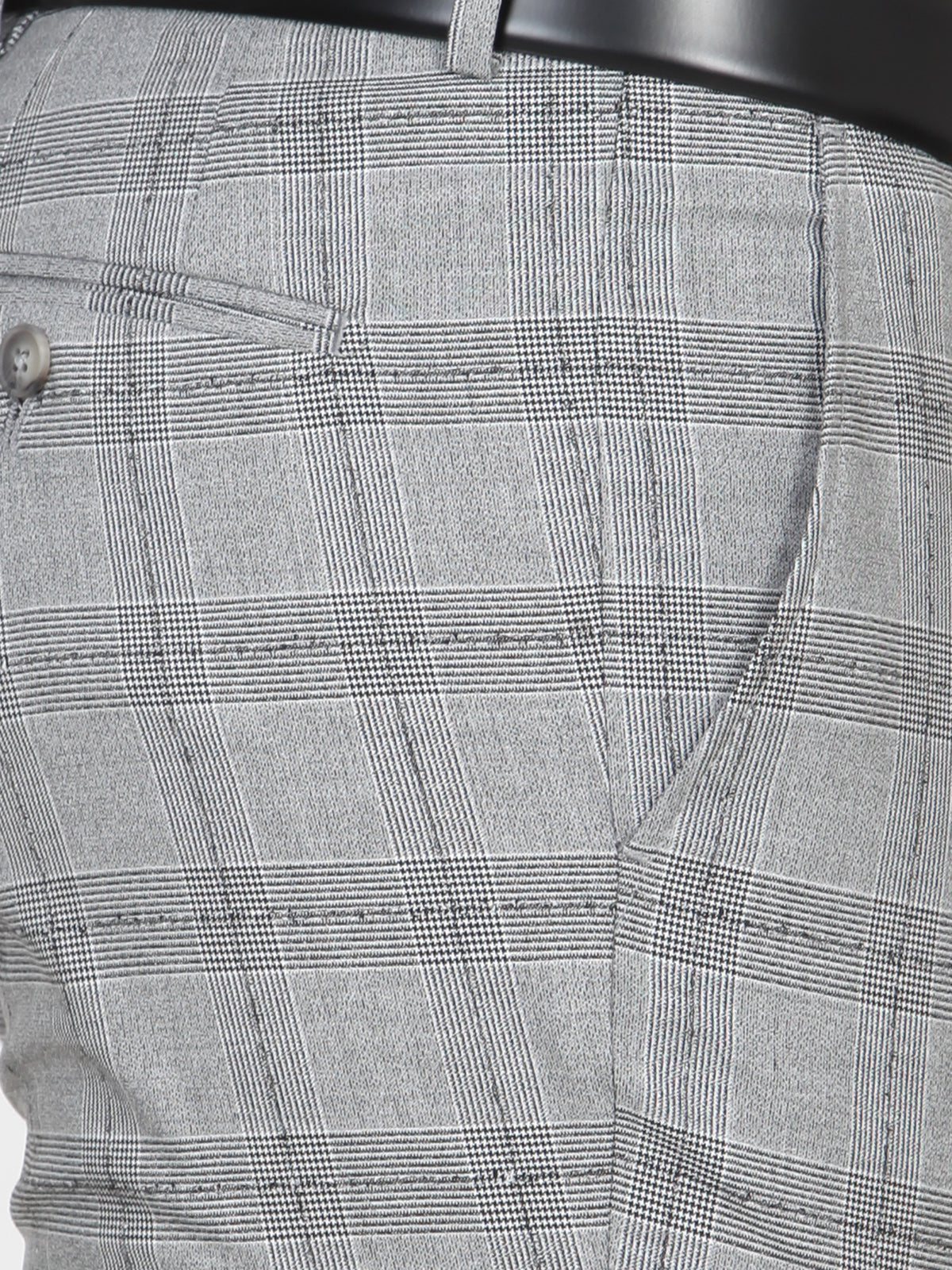 Gri Kareli Dokuma Slim Fit Casual Pantolon