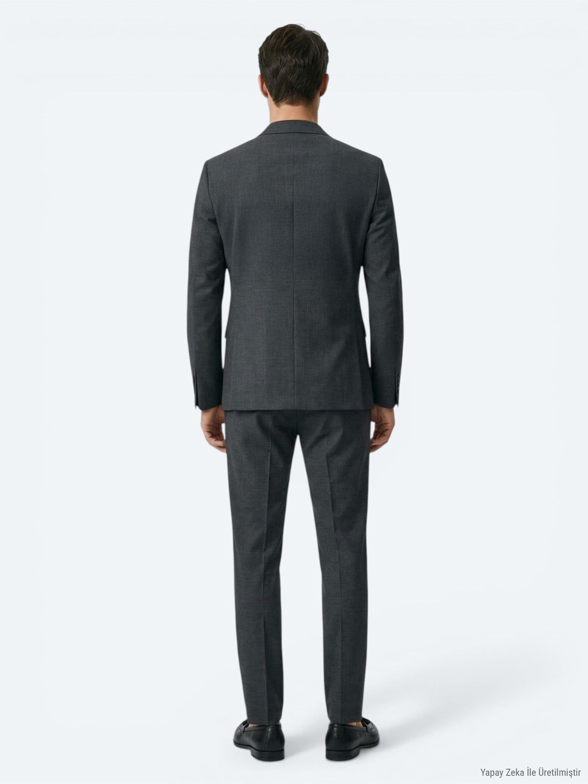 Antrasit Düz Modern Fit Yün Karışımlı Takım Elbise