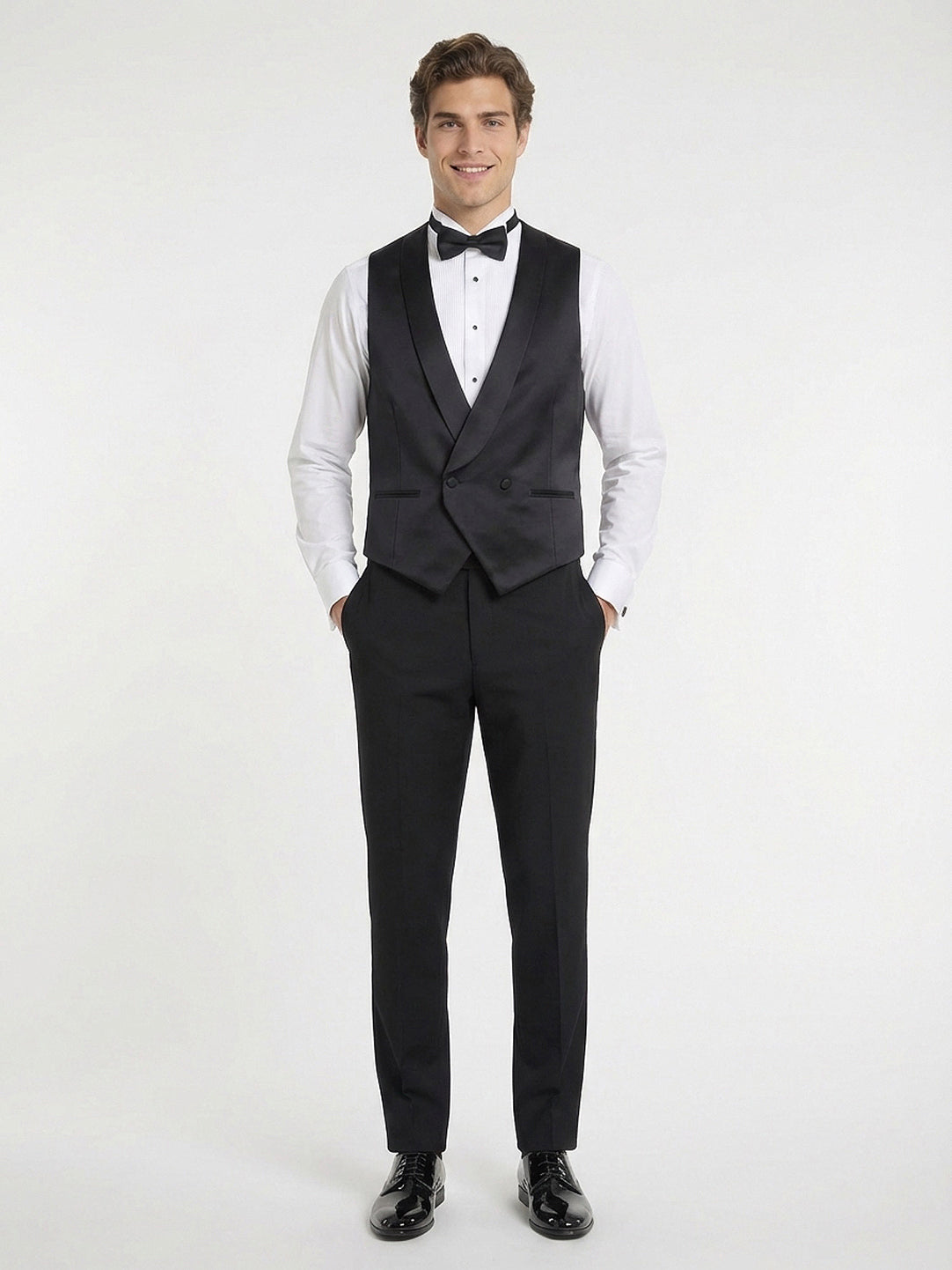 Siyah Slim Fit Klasik Dokuma Yelek