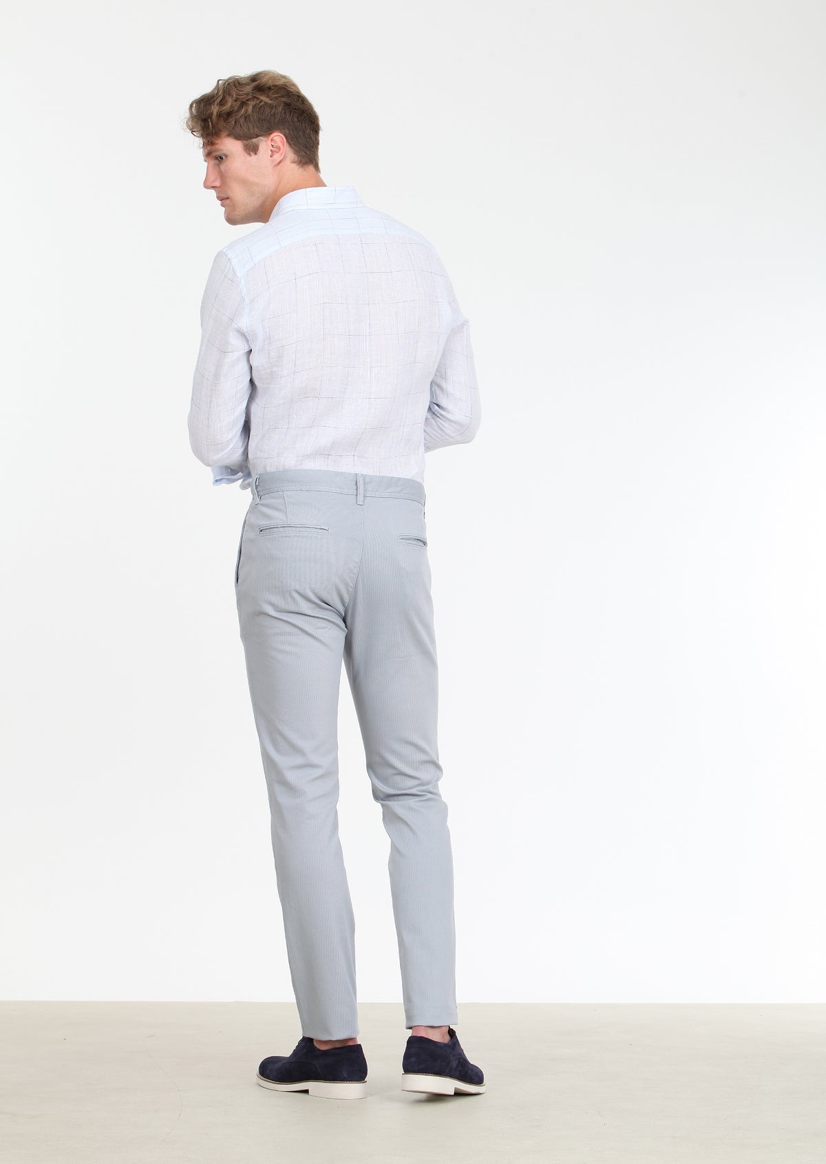 Mavi Düz Dokuma Regular Fit Casual Pamuk Karışımlı Pantolon