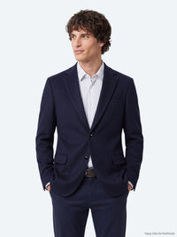 Lacivert Düz Modern Fit Yün Karışımlı Ceket