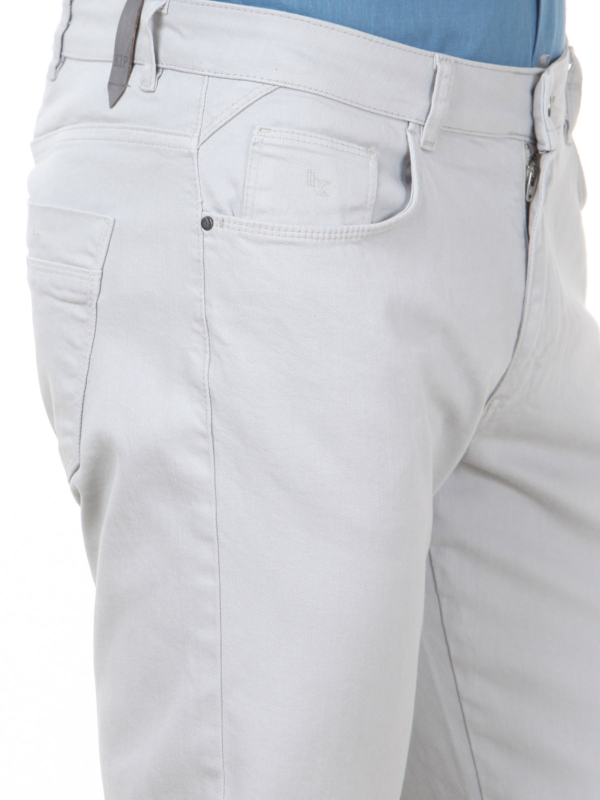Gri Düz Dokuma Regular Fit Casual Pamuk Karışımlı Pantolon