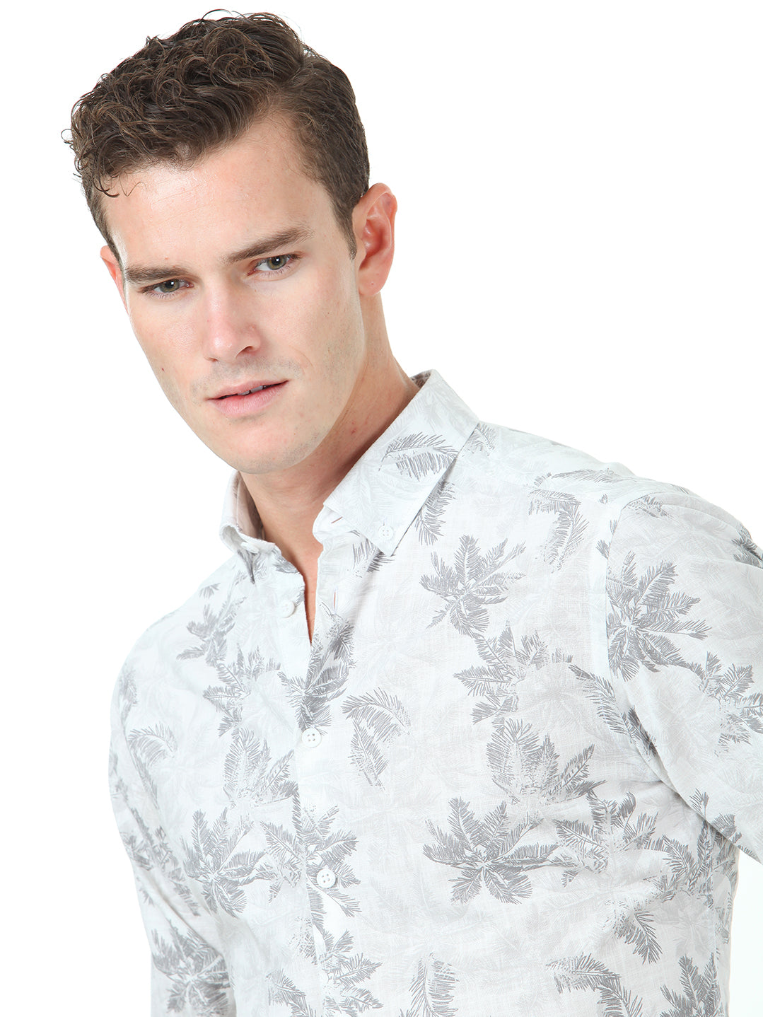 Açık Mavi Baskılı Slim Fit Uzun Dokuma Casual %100 Pamuk Gömlek