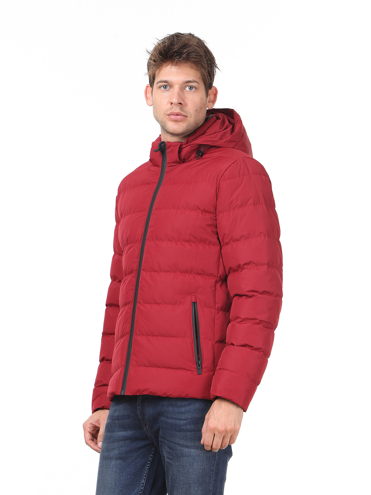 Kırmızı Regular Fit Casual Dokuma Mont