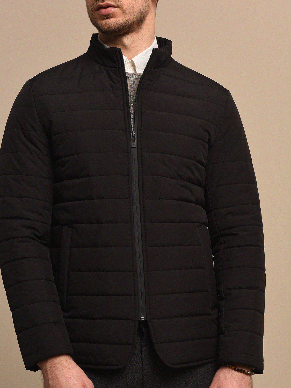 Siyah Regular Fit Micro Elyaflı Spor Ceket