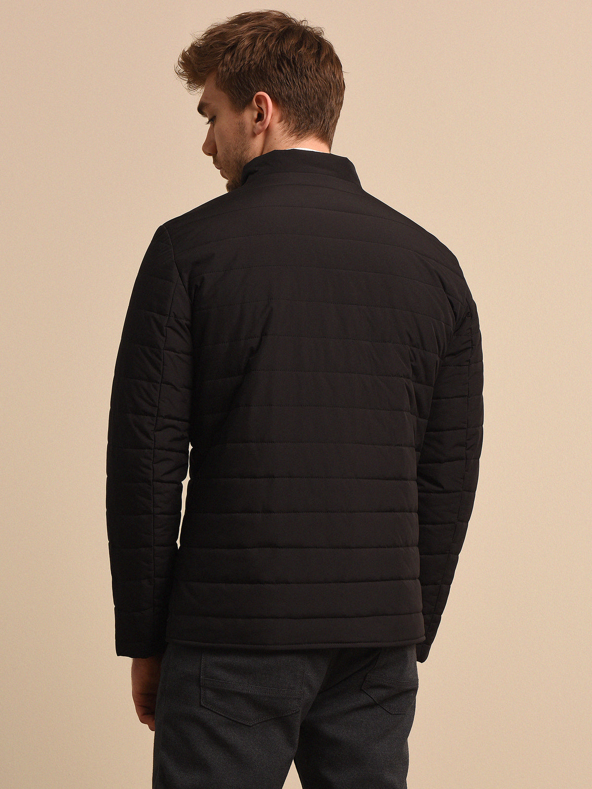 Siyah Regular Fit Micro Elyaflı Spor Ceket