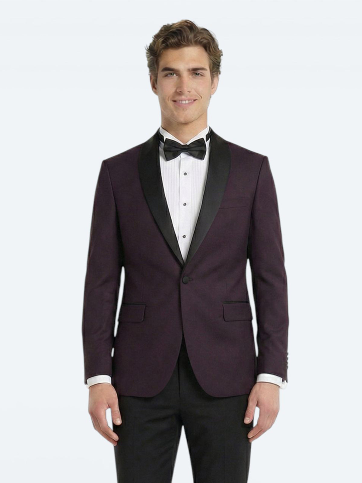 Bordo Slim Fit Çıkarılabilir Şal Yaka Dokuma Smokin Takım Elbise