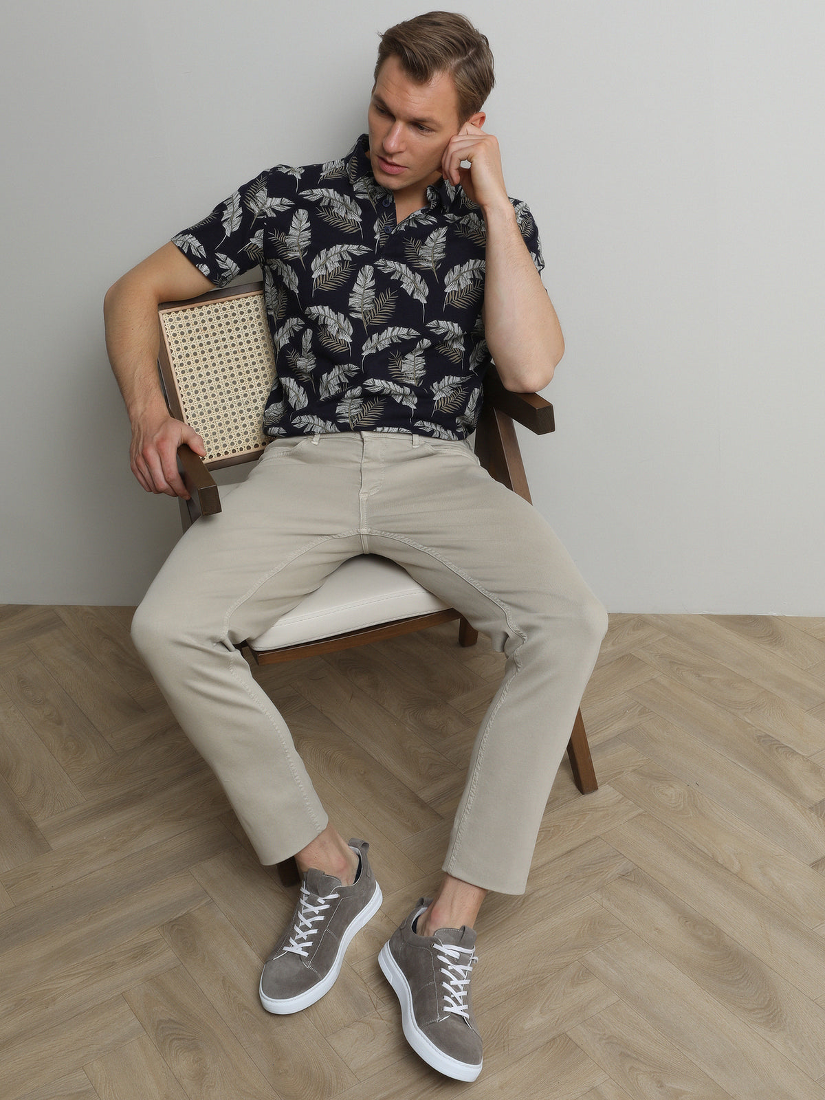 Vizon Düz Dokuma Regular Fit Casual Pamuk Karışımlı Pantolon