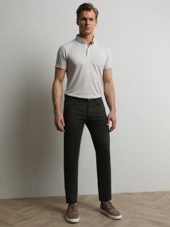 Haki Düz Dokuma Slim Fit Casual Pamuk Karışımlı Pantolon