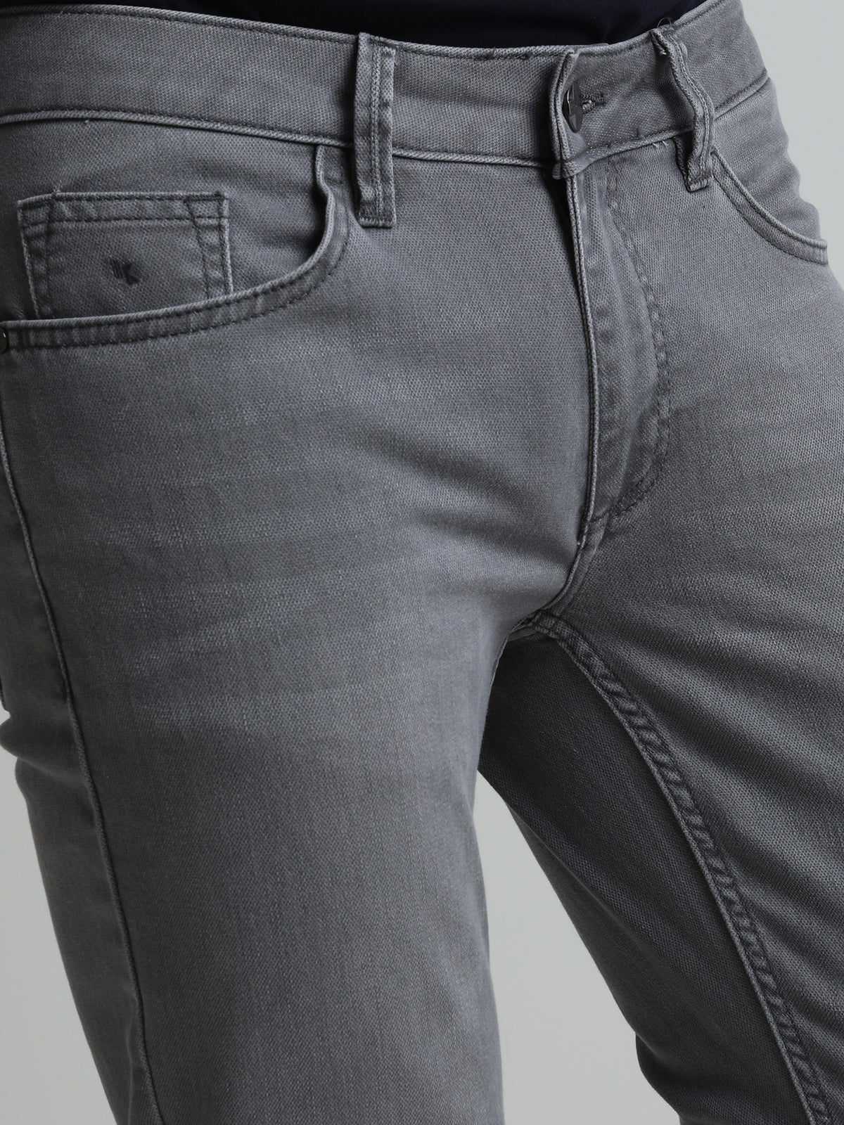 Gri Slim Fit Denim Pamuk Karışımlı Pantolon