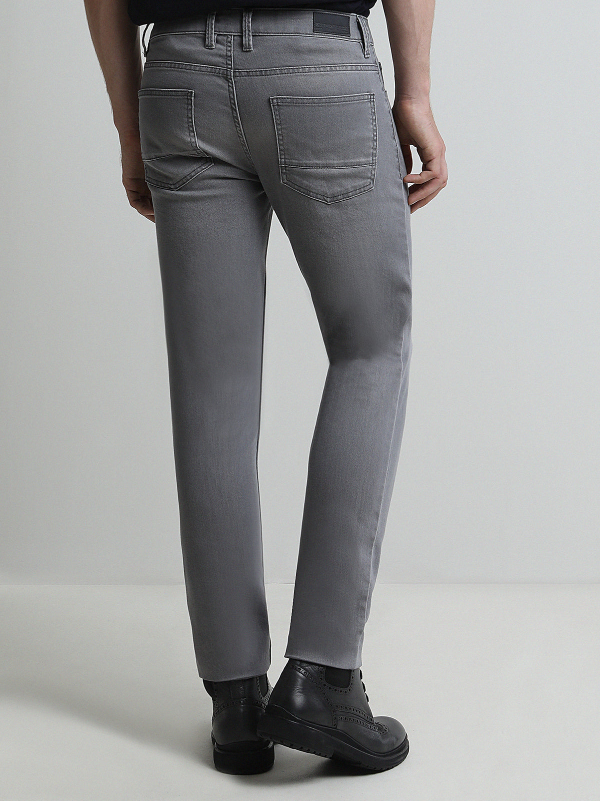 Gri Slim Fit Denim Pamuk Karışımlı Pantolon