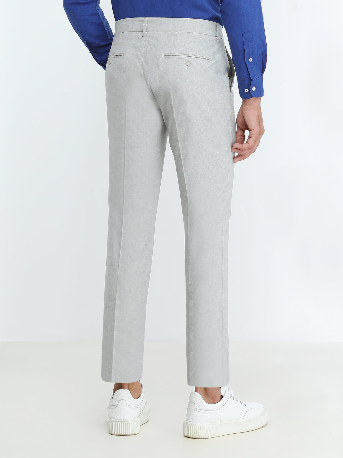 Açık Mavi Dokuma Slim Fit Smart Casual Pamuk Karışımlı Pantolon
