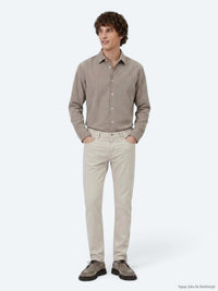 Bej Dokuma Slim Fit Casual Pamuk Karışımlı Pantolon