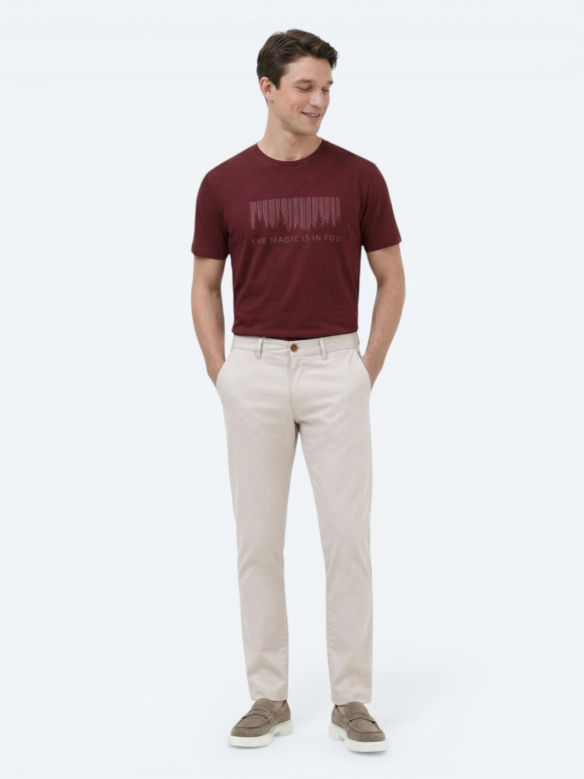Taş Düz Dokuma Slim Fit Casual Pamuk Karışımlı Pantolon