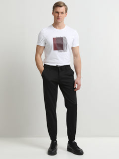 Siyah Dokuma Jogging Fit Smart Casual Pantolon