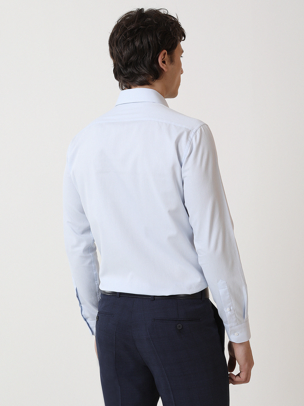 Mavi Düz Slim Fit Uzun Dokuma Klasik %100 Pamuk Gömlek