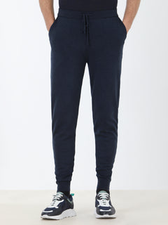 Lacivert Düz Örme Jogging Fit Casual Triko Pantolon