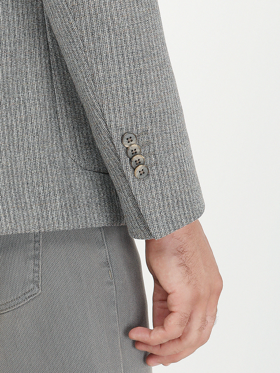 Gri Mikro Modern Fit Yün Karışımlı Takım Elbise