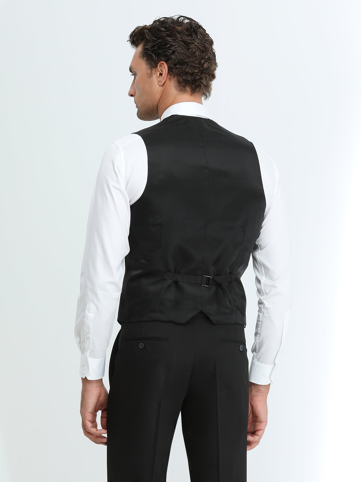 Siyah Slim Fit Klasik Dokuma Yelek