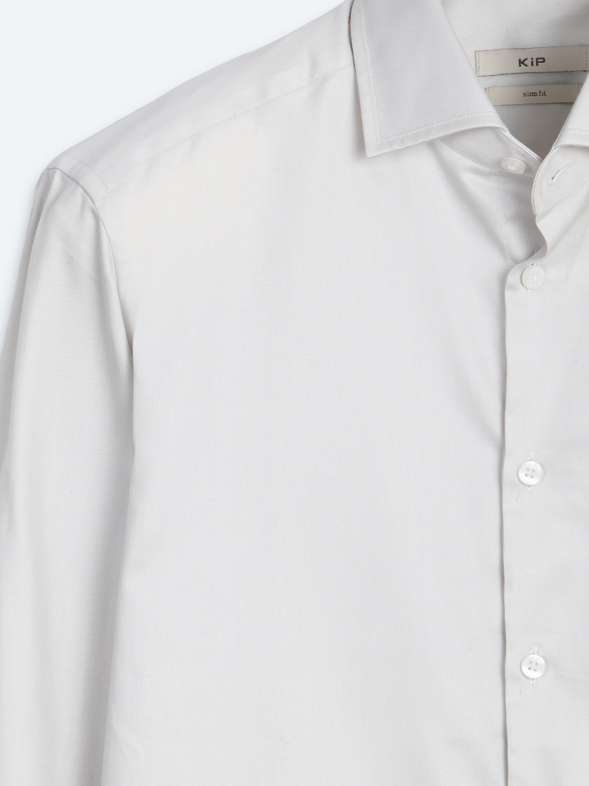 Gri Düz Slim Fit Uzun Dokuma Klasik %100 Pamuk Gömlek