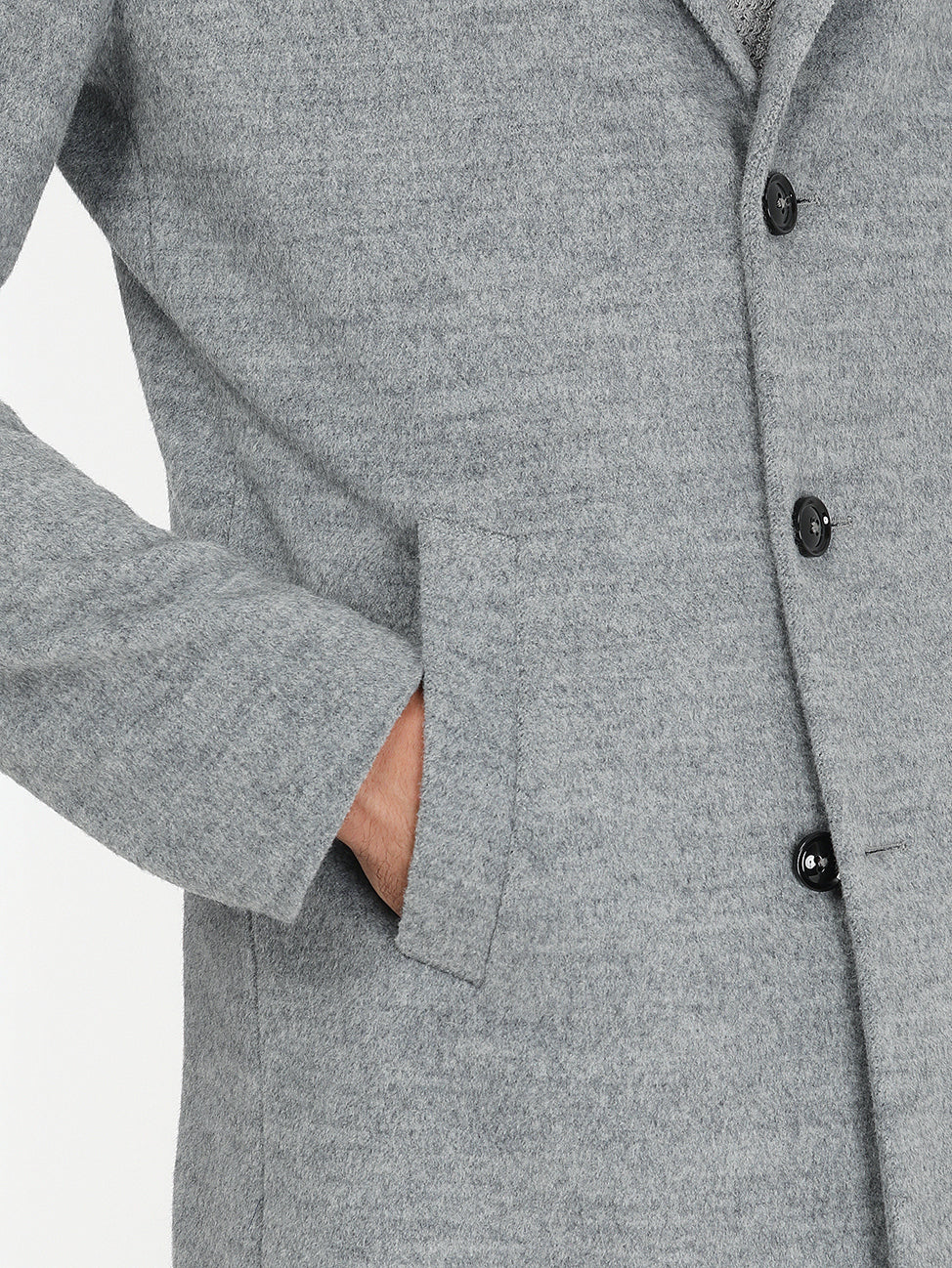 Gri Loose Fit Kelebek Yaka Klasik Örme Palto