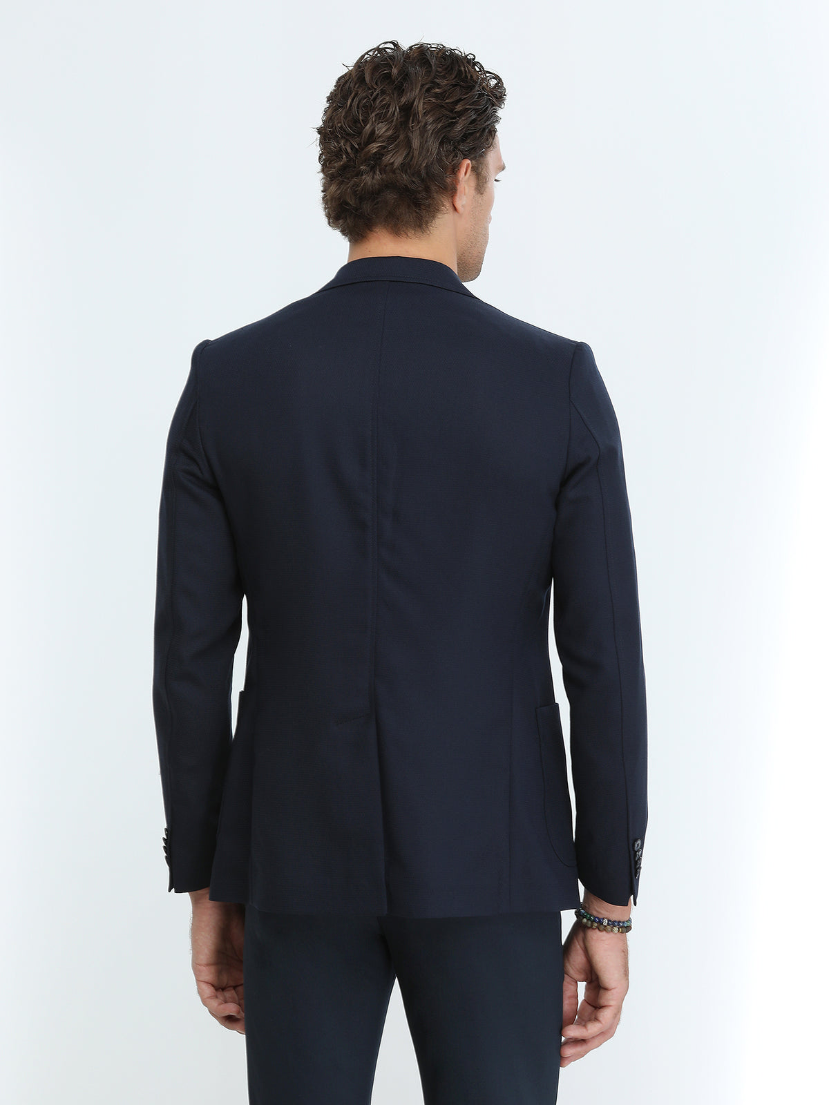 Lacivert Desenli Modern Fit Ceket