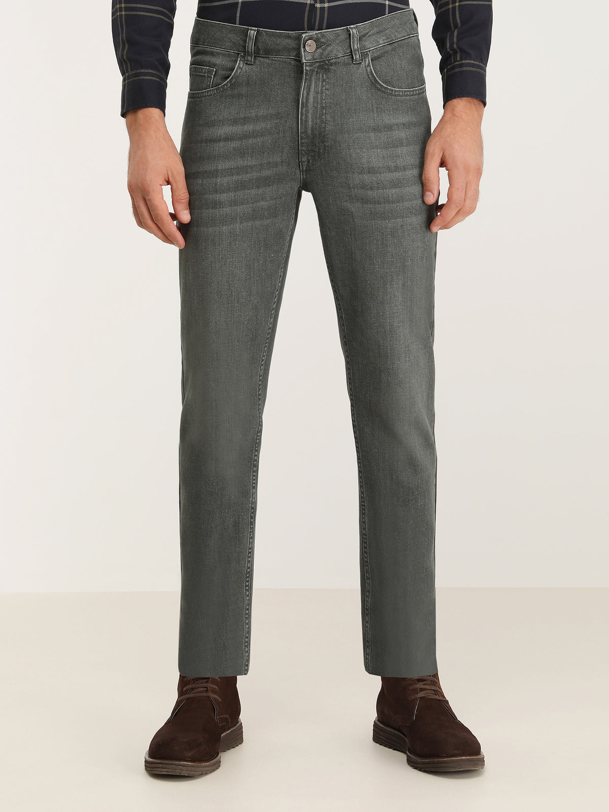 Haki Slim Fit Denim Pamuk Karışımlı Pantolon