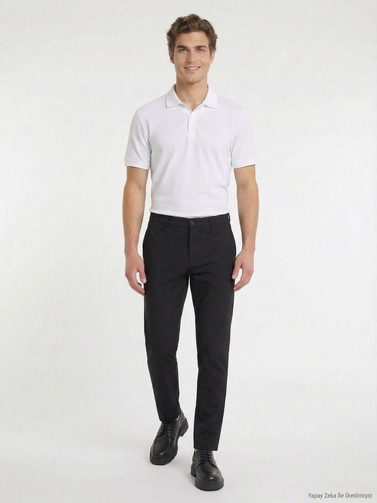 Siyah Düz Dokuma Slim Fit Casual Pantolon