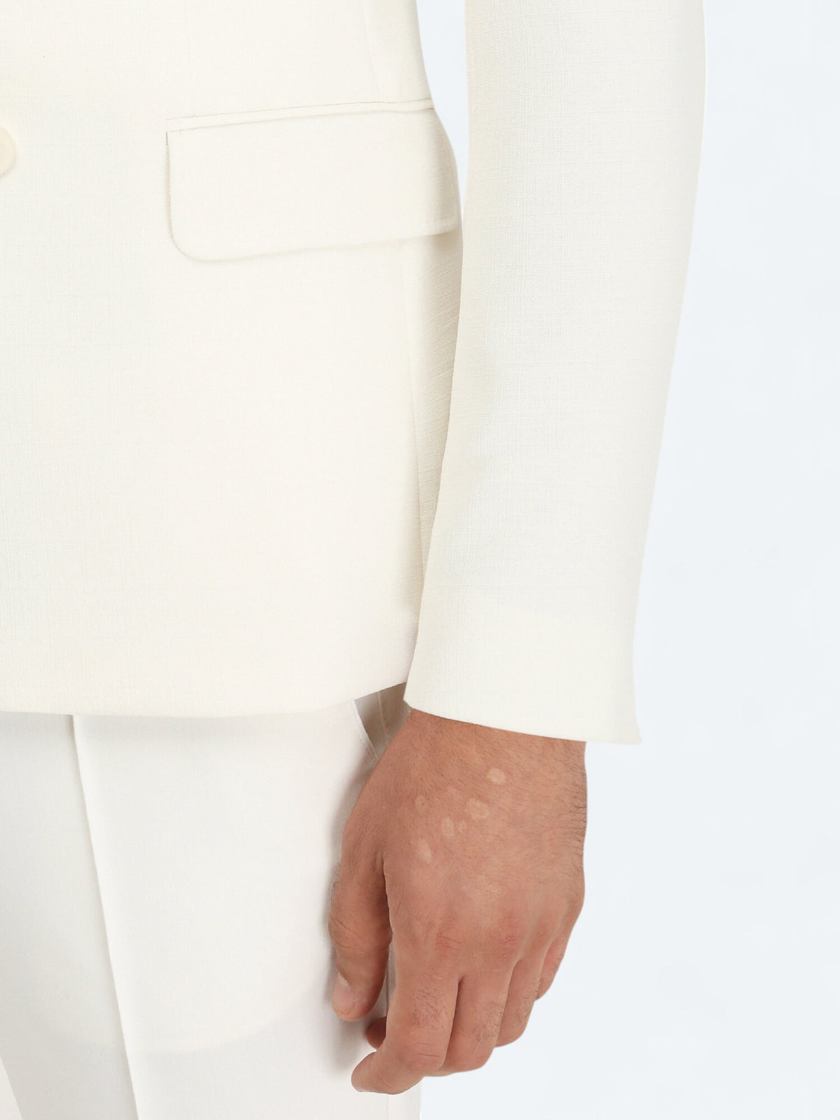 Beyaz Düz Slim Fit Ceket