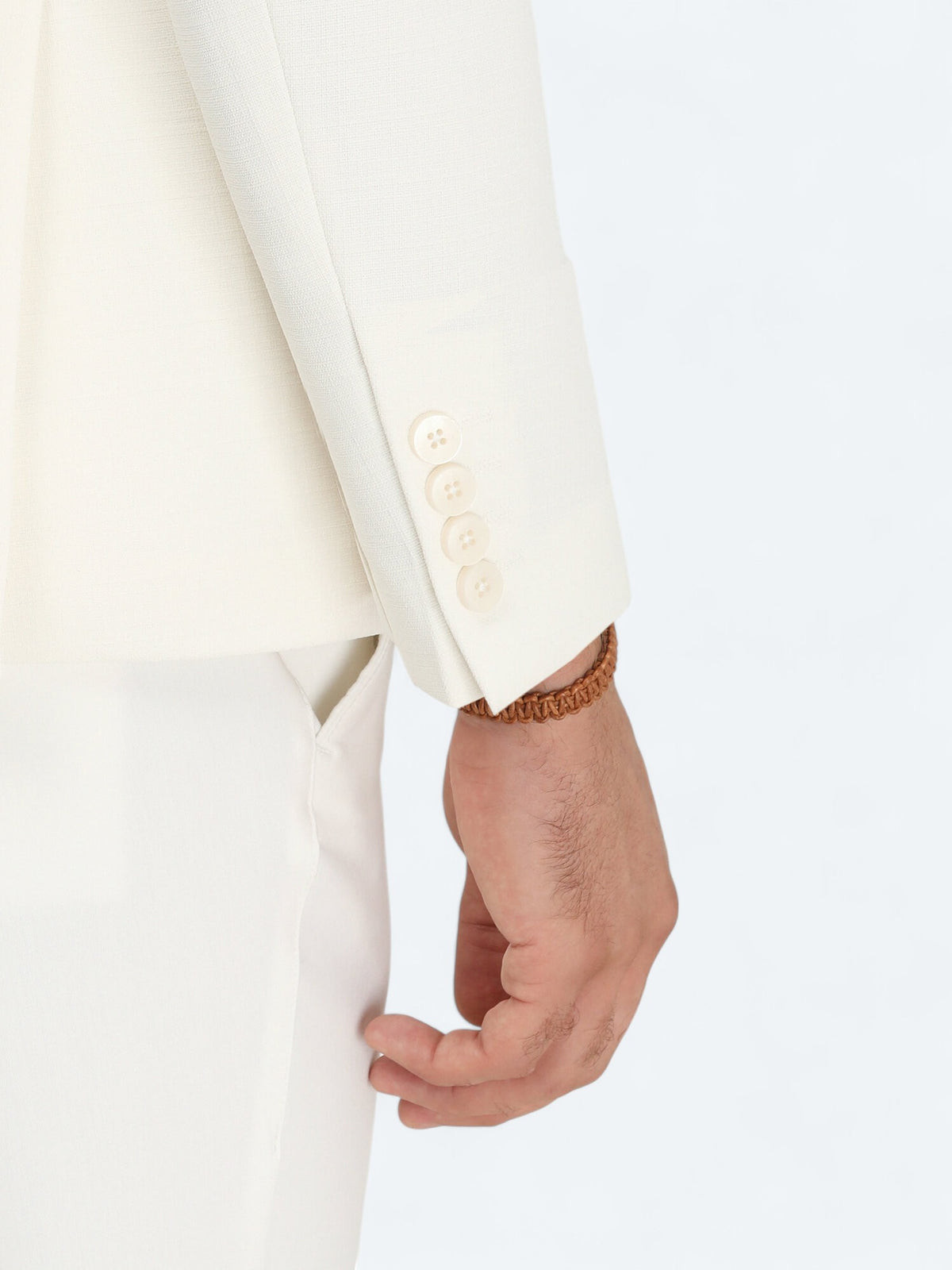 Beyaz Düz Slim Fit Ceket