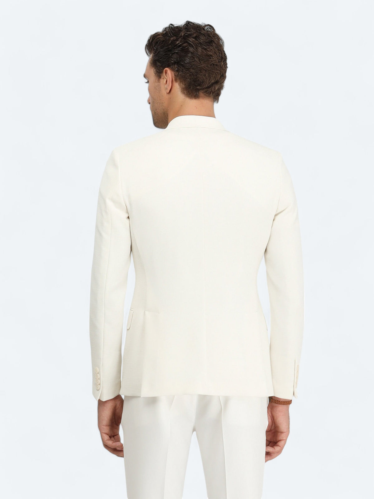 Beyaz Düz Slim Fit Ceket