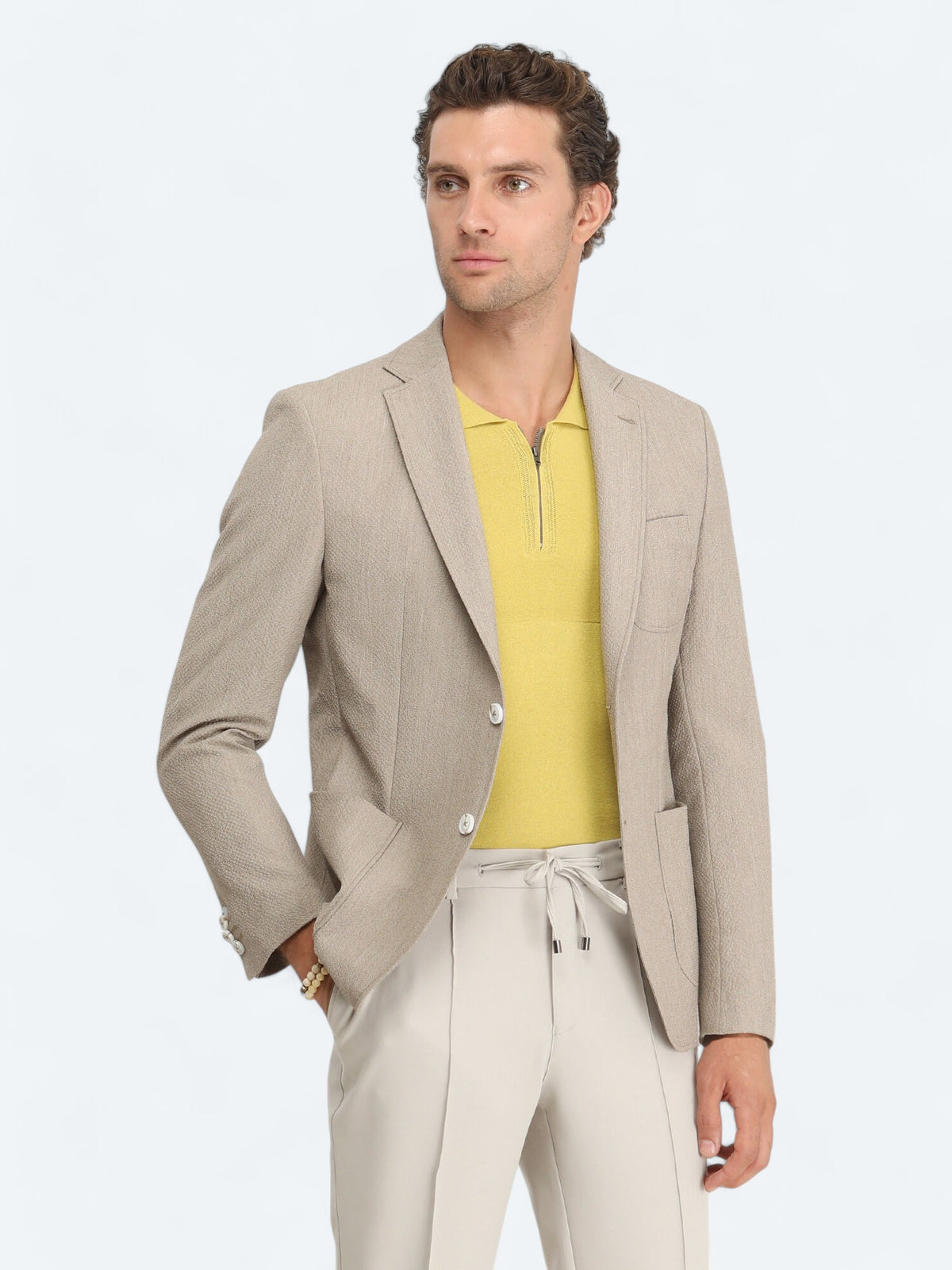Vizon Desenli Modern Fit Ceket