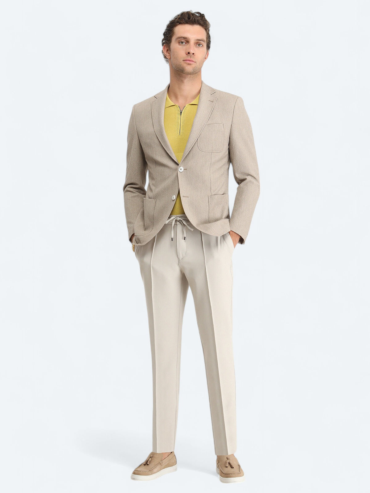 Vizon Desenli Modern Fit Ceket