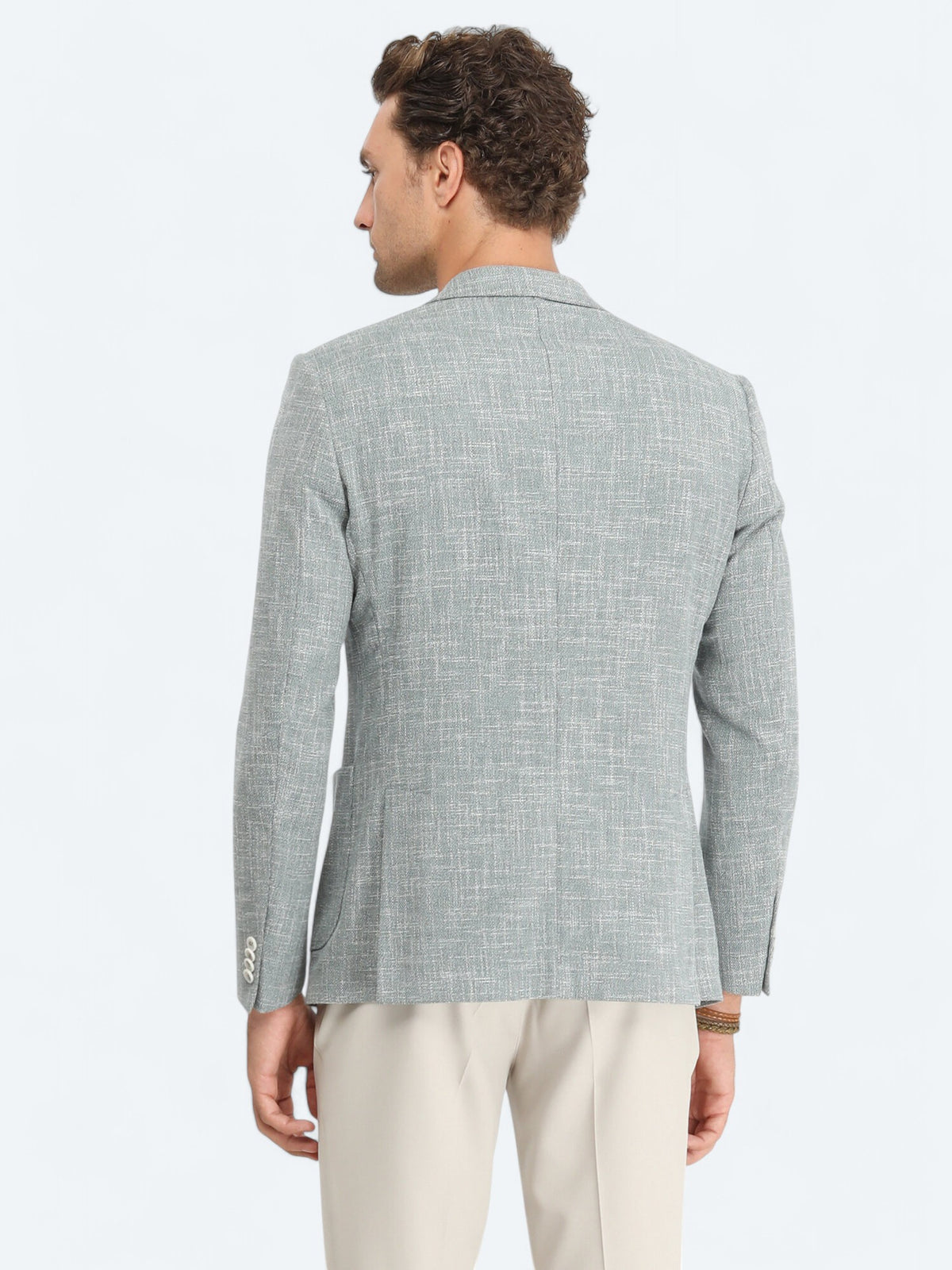 Yeşil Mikro Modern Fit Pamuk Karışımlı Ceket