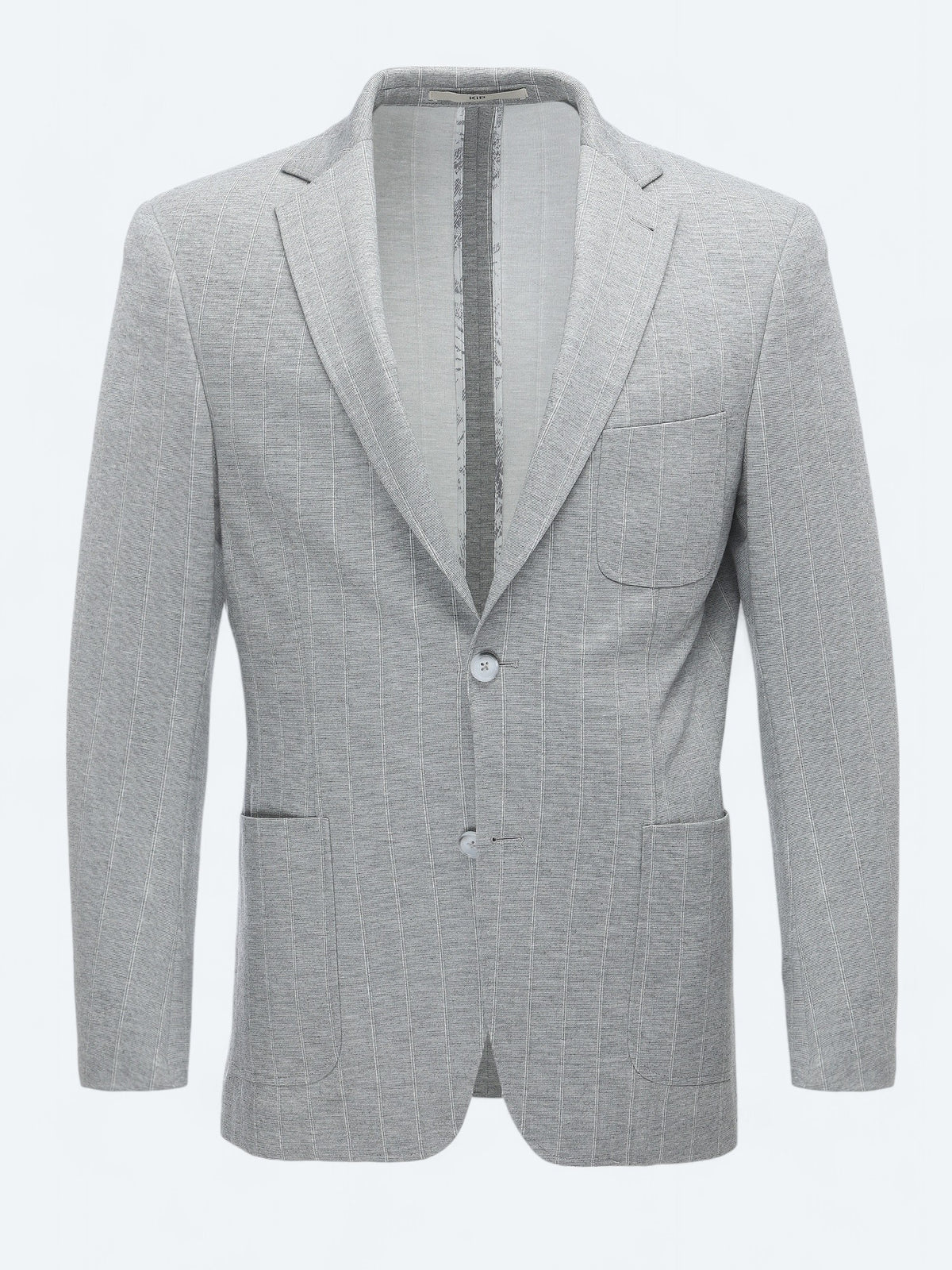 Gri Çizgili Modern Fit Örme Ceket