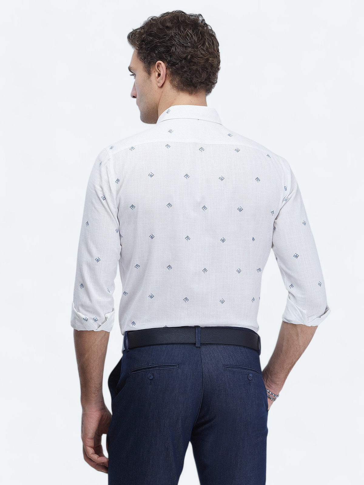 Mavi Baskılı Regular Fit Uzun Dokuma Casual %100 Pamuk Gömlek