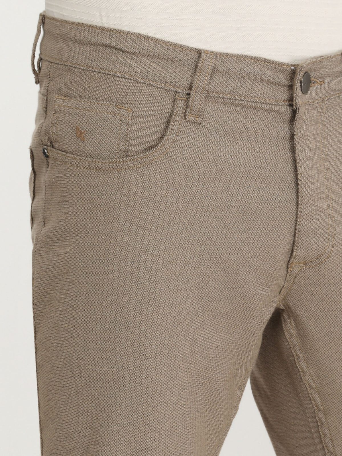 Vizon Dokuma Slim Fit Casual Pamuk Karışımlı Pantolon