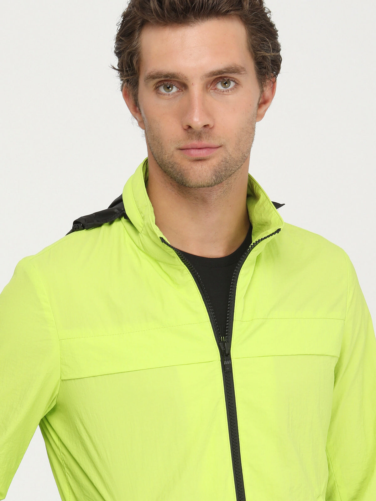 Sarı Regular Fit Kapüşonlu Casual Dokuma Mont