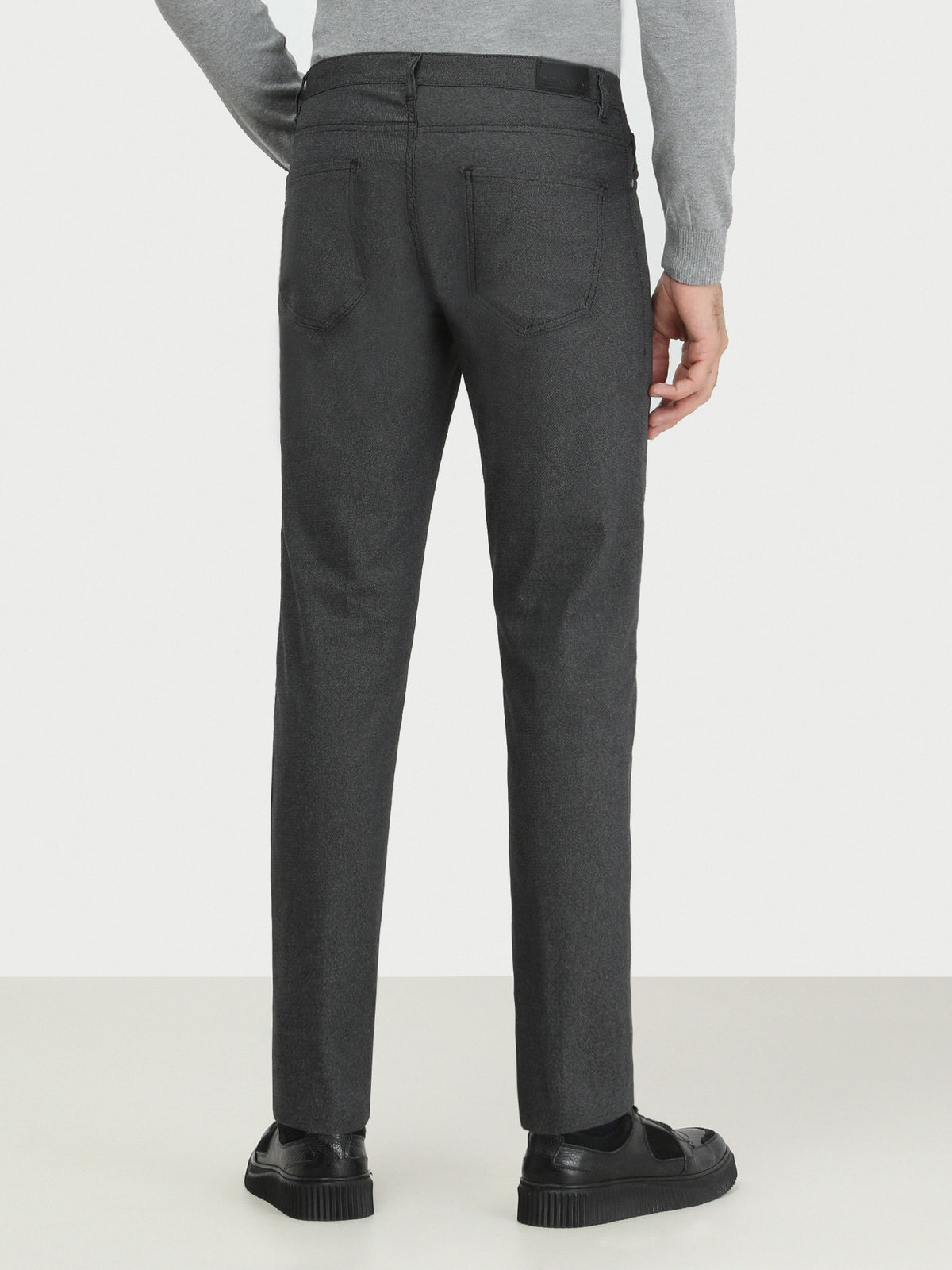 Siyah Dokuma Slim Fit Casual Pamuk Karışımlı Pantolon