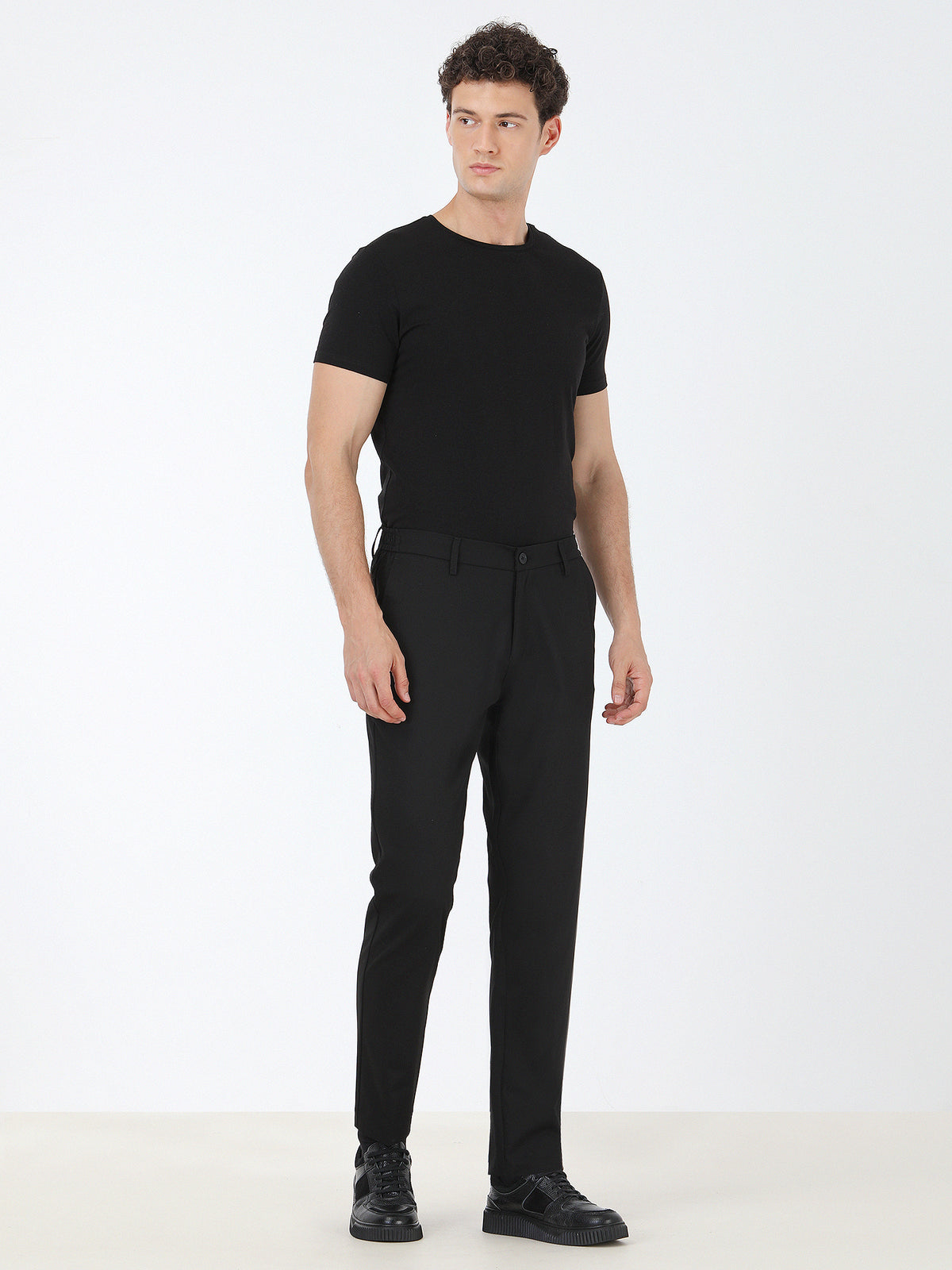 Siyah Dokuma Jogging Fit Casual Pantolon