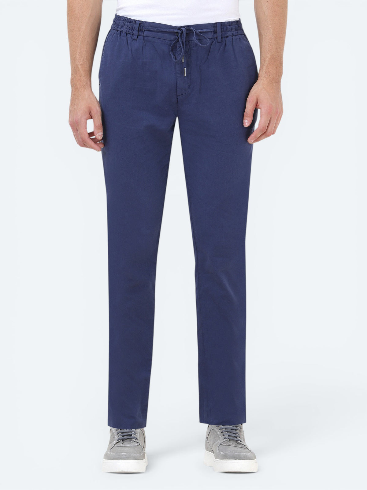 İndigo Dokuma Jogging Fit Casual Pamuk Karışımlı Pantolon