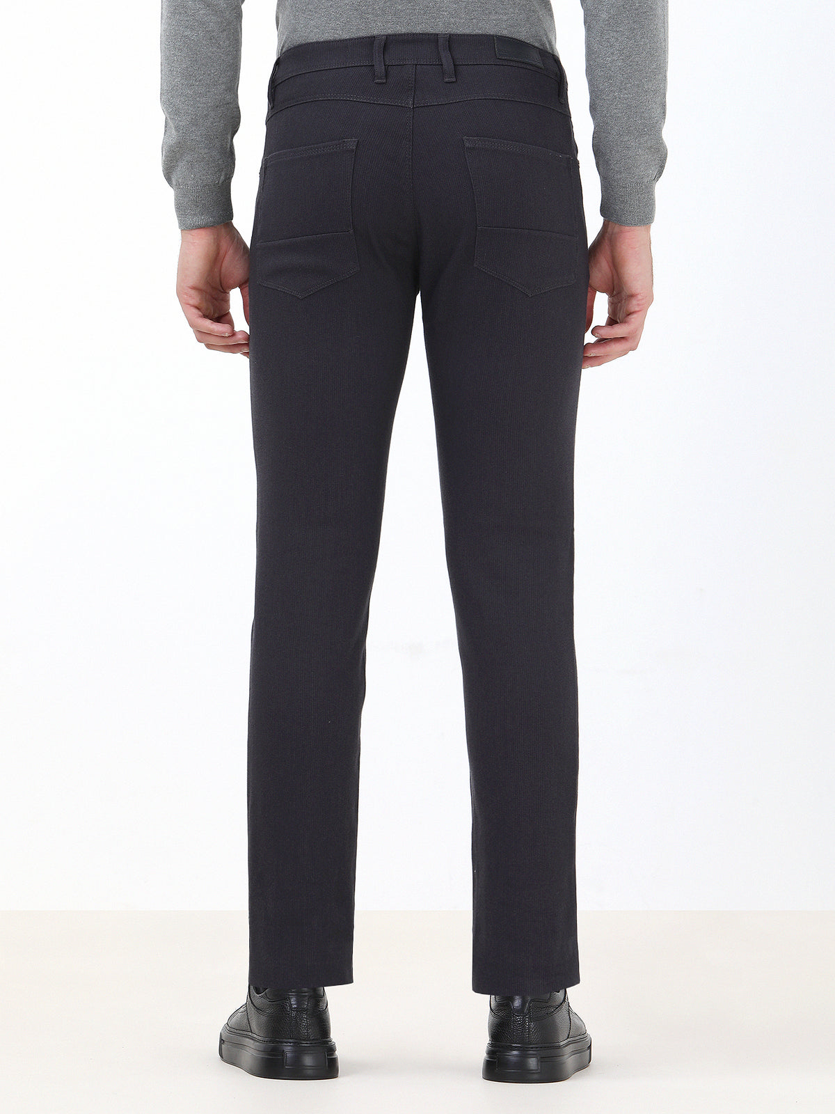 Antrasit Dokuma Slim Fit Casual Pamuk Karışımlı Pantolon