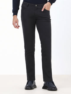 Lacivert Dokuma Slim Fit Casual Pamuk Karışımlı Pantolon