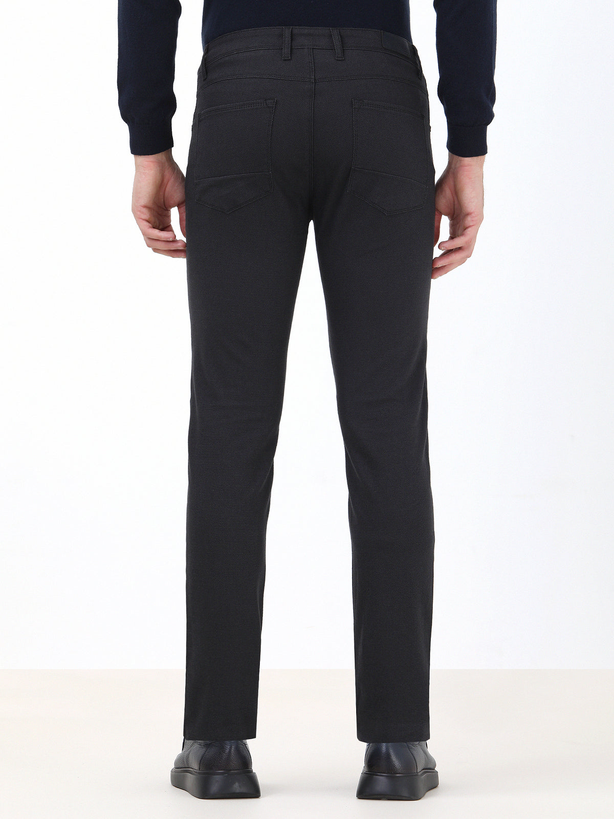 Lacivert Dokuma Slim Fit Casual Pamuk Karışımlı Pantolon