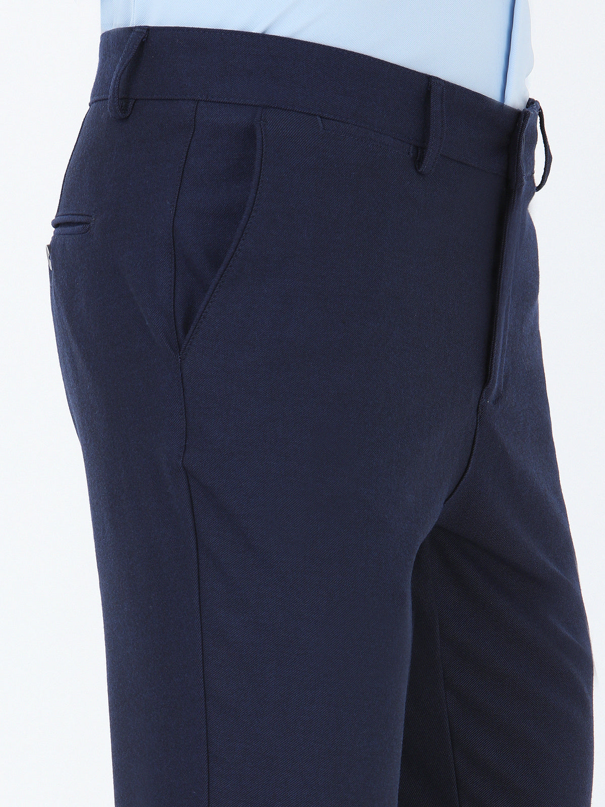 Koyu Lacivert Düz Dokuma Slim Fit Casual Pantolon