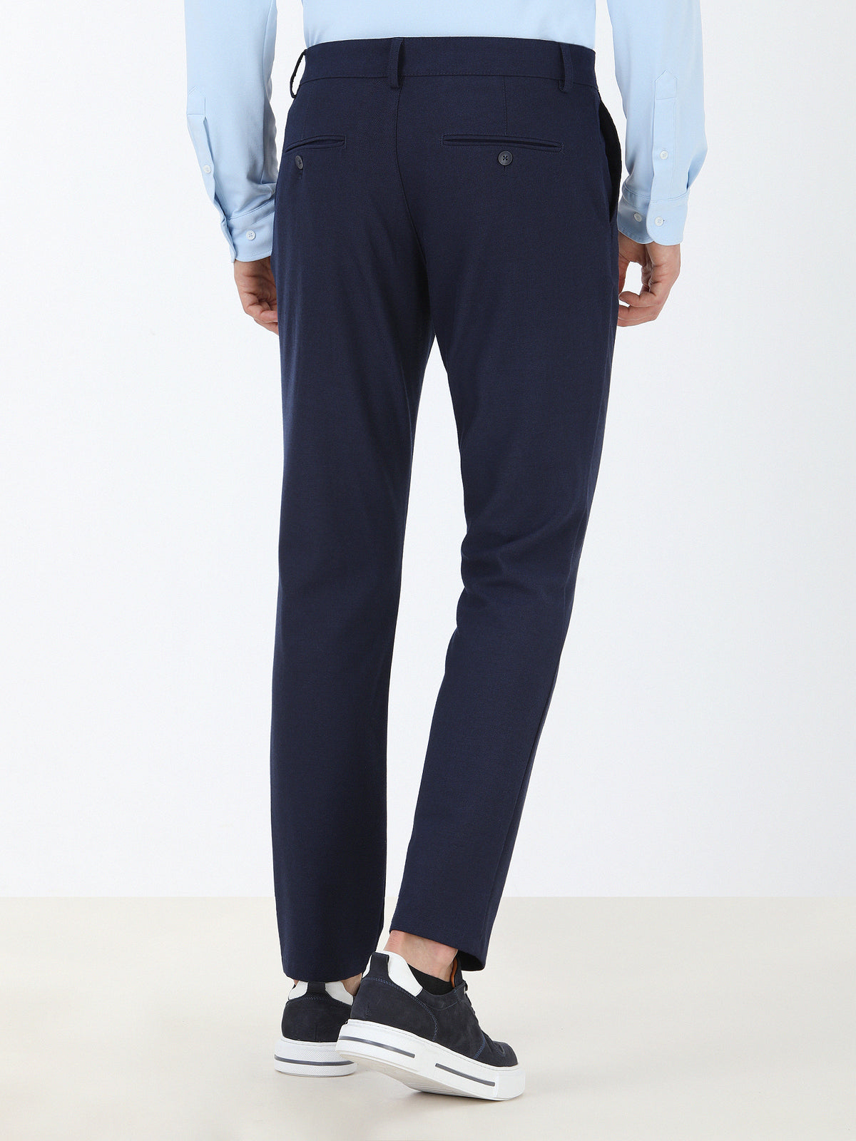 Koyu Lacivert Düz Dokuma Slim Fit Casual Pantolon