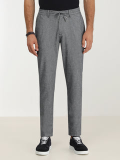 Lacivert Dokuma Jogging Fit Casual Pamuk Karışımlı Pantolon
