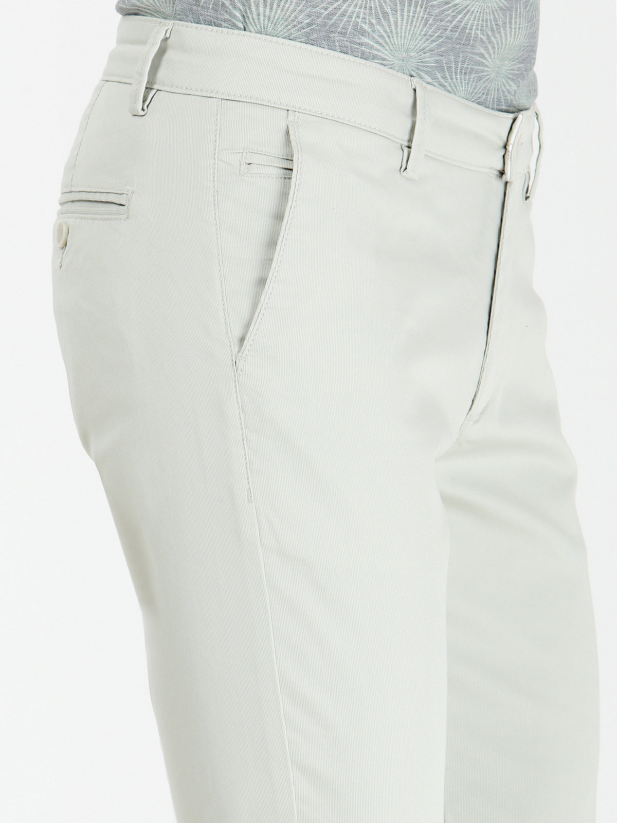 Nil Yeşili Dokuma Slim Fit Casual Pamuk Karışımlı Pantolon