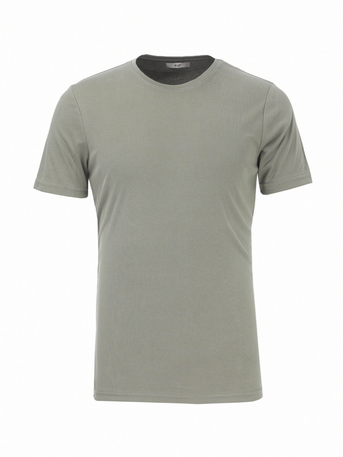 Haki Baskılı Bisiklet Yaka Keten Karışımlı T-Shirt